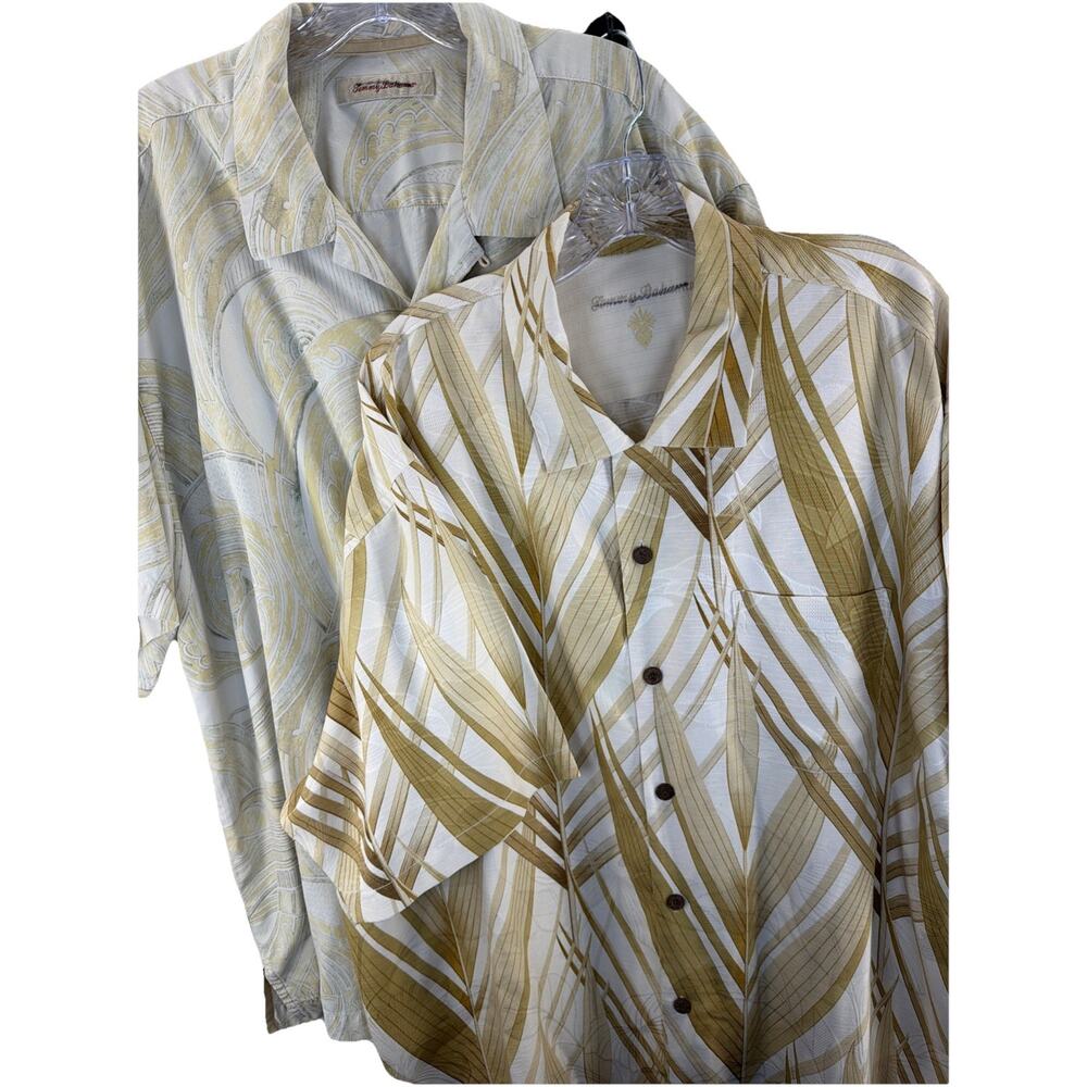 Lot of 2 Tommy Bahama Men’s 2XL (Big & Tall) 100% Silk Camp Shirt Hawaiian